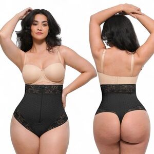 SHAPELLX Shapewear Tummy Control Body Shaper Waist Slimmer High Waisted Thong L